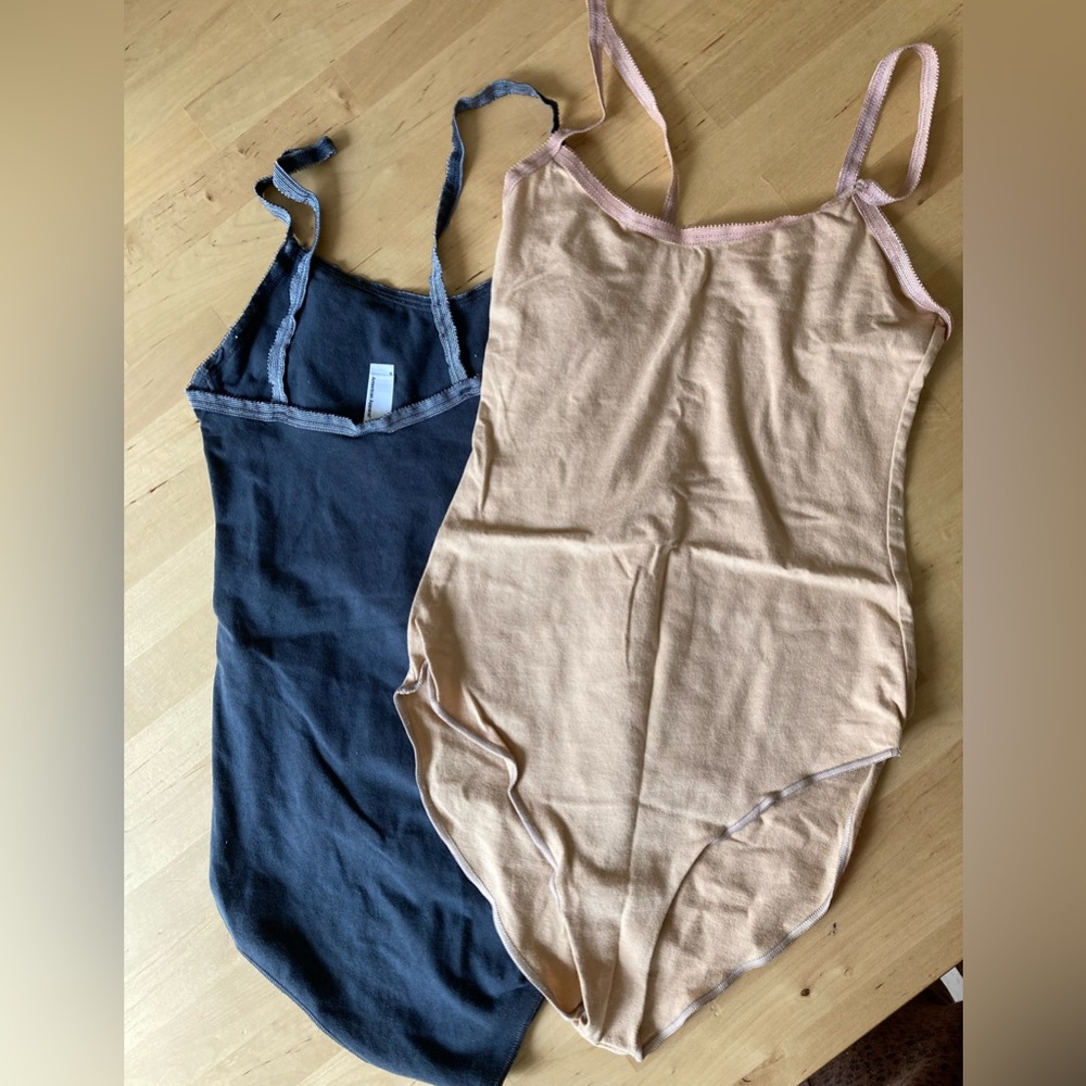 Pair of American Apparel body suits one piece leotard unitard, underwear